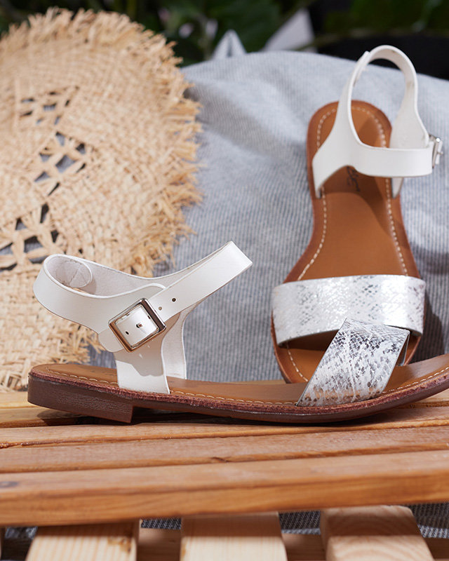 OUTLET Sandale dama cu relief alb Xetera - Incaltaminte