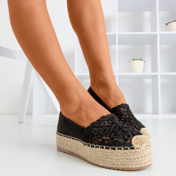Espadrile negre pe platforma Lepusa - Încălțăminte