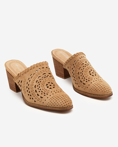 OUTLET Pantofi de dama maro deschis Aqarion cu toc inalt - Incaltaminte