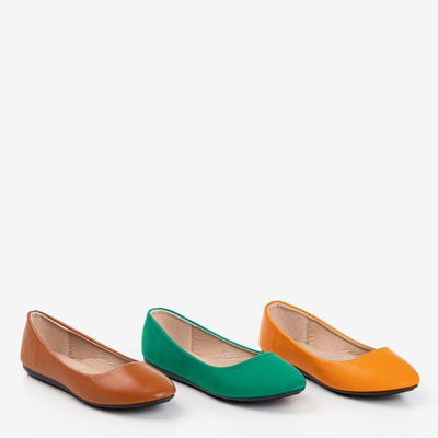 Zielone baleriny z matowej eko-skóry Falo - Obuwie