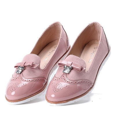 Rożowe mokasyny z cyrkonią Louise - Obuwie