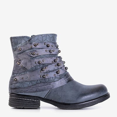 Cizme de damă albastre cu dungi Adalia - Încălțăminte