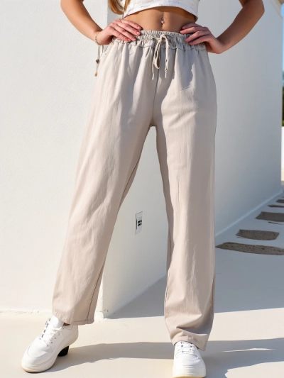 Pantaloni drepți din bumbac pentru femei Royalfashion