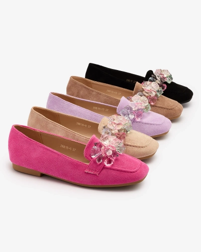 Royalfashion Mocasini negri pentru femei cu cristale colorate Setmika