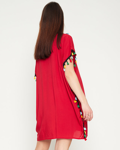 Tunica de plaja de vara de dama maro cu franjuri - Imbracaminte