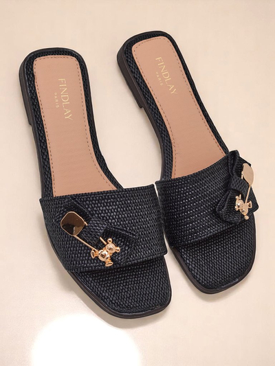 Royalfashion Șlapi de damă din paie Sandale Aurelia