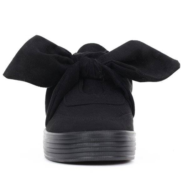 Czarne trampki z kokardą - Obuwie