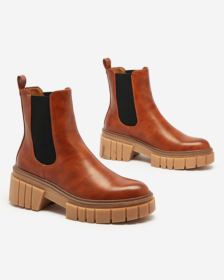 Royalfashion Cizme de damă maro cu talpă solidă Eferope