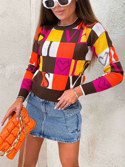 Royalfashion Pulover pentru femei cu model maro închis