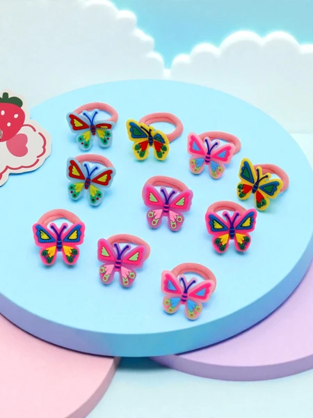 Elastice de păr colorate cu fluturi