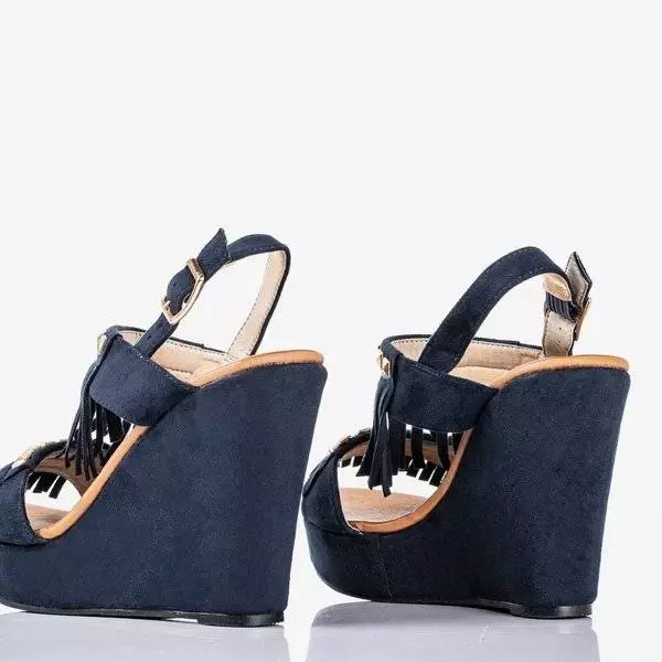 OUTLET Sandale cu toc albastru marină Sasha - Pantofi