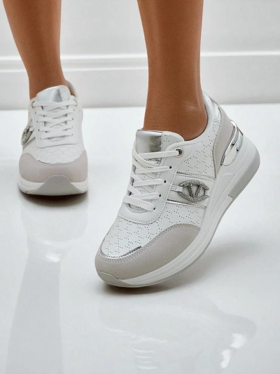 Sneakers damski Melania Bianca ku talón di 6 cm kuero ekolójiku