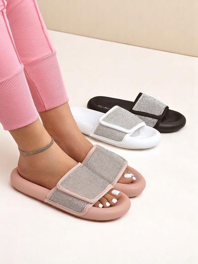 Royalfashion Damskie klapki na płaskiej podeszwie Sparkle Step