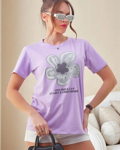 Royalfashion Tricou din bumbac pentru femei cu un Floare