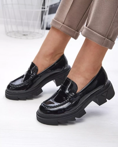 Mocasini negri lăcuiți pentru femei Tygriss- Footwear