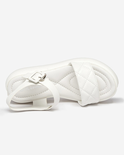 OUTLET Sandale de damă din piele ecologică cu pană matlasată în Baloui alb - Încălțăminte