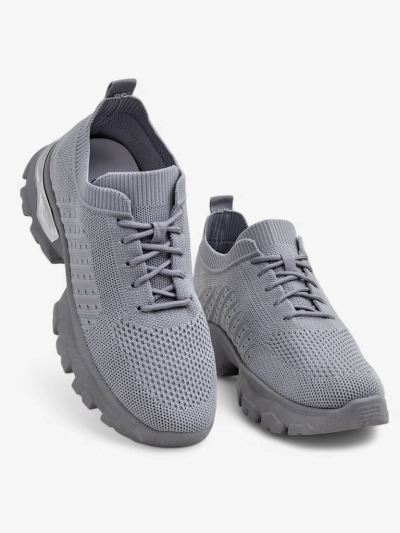 Women's Atenea Light Grey Fabric Sneakers on a 4.5 cm Flat Sole