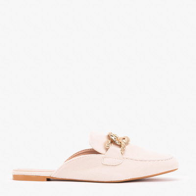 Papuci de culoare crem a'la mocasini Gabbu- Pantofi