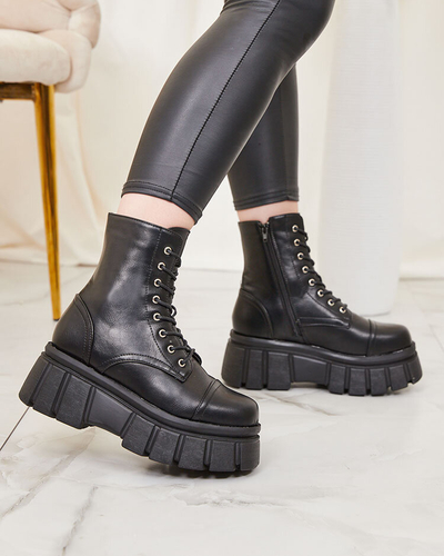 Royalfashion Cizme negre pentru femei cu platformă Baggers Ceminas