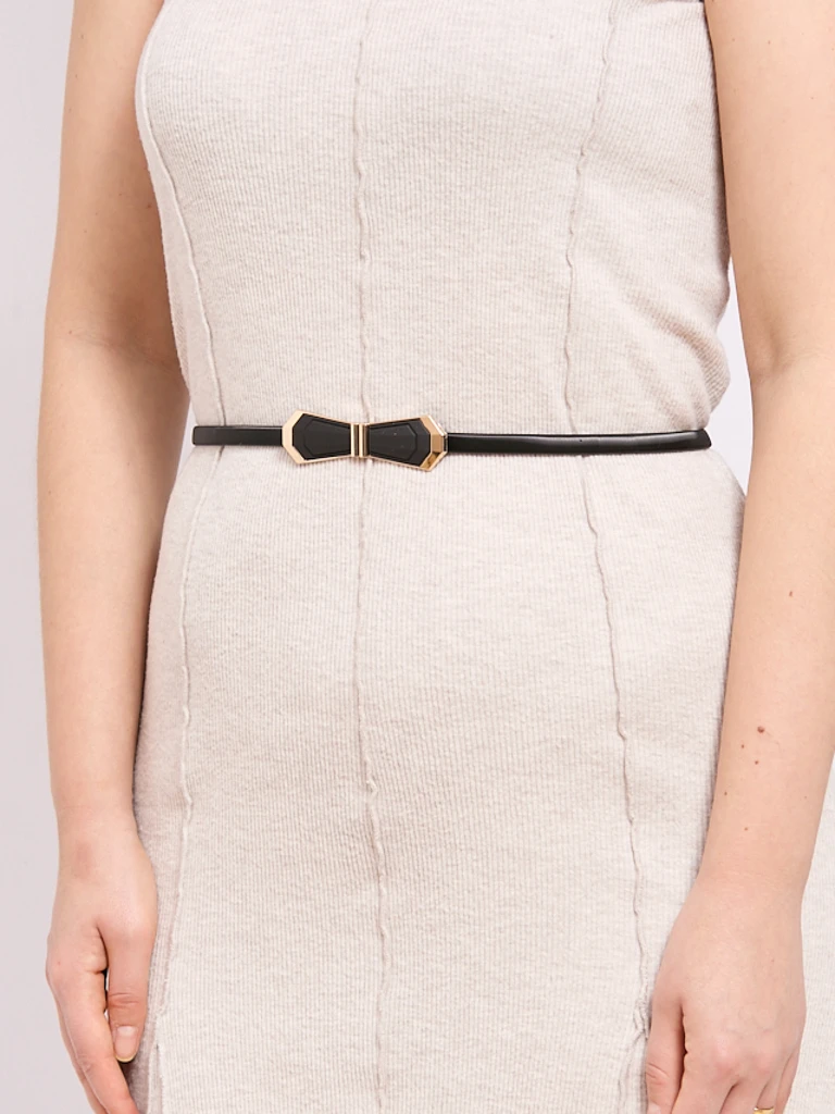 Curea metalică de damă Melina neagră cu cataramă decorativă în stil glamour