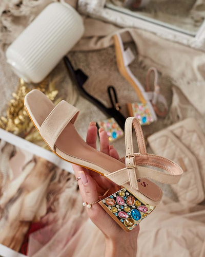 Royalfashion Sandale de damă pe postament cu cristale Ohvare