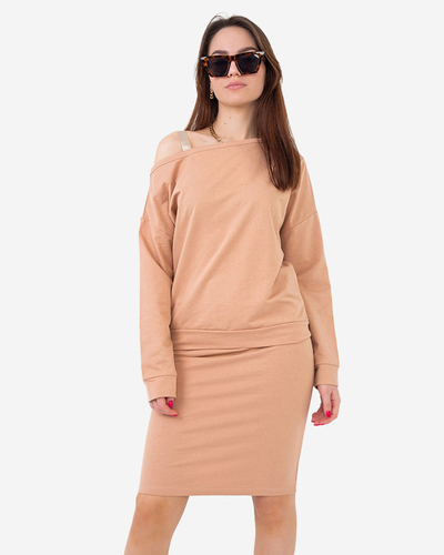 Set hanorac și fustă de damă bej - Îmbrăcăminte