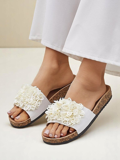 Royalfashion șlapi de damă cu floricele Occes