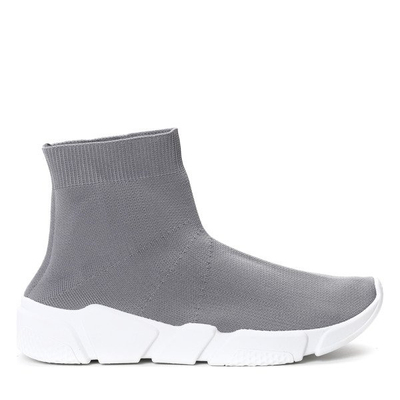 Szare obuwie z tekstylną cholewką- Obuwie