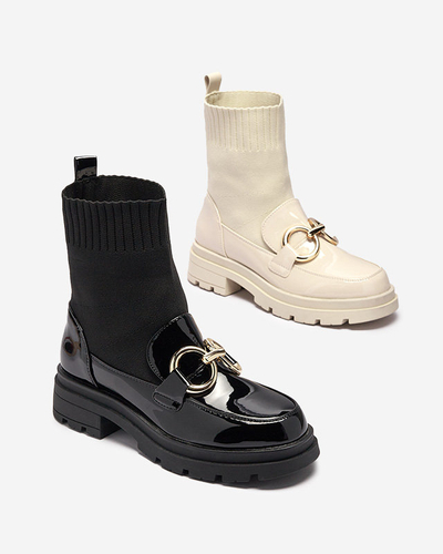 Cizme negre de damă cu șosetă Accioi- Footwear