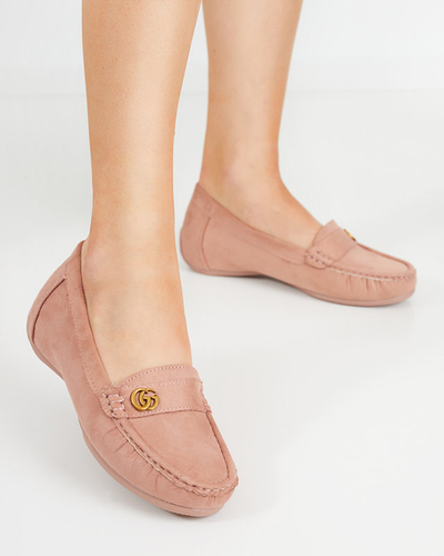 OUTLET Mocasini de dama roz inchis pe pană joasă acoperită Lemira - Pantofi