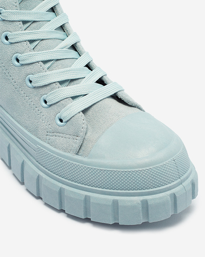 Cizme sport cu șiret pentru femei de culoare albastru deschis a'la sneakers Netara - Încălțăminte