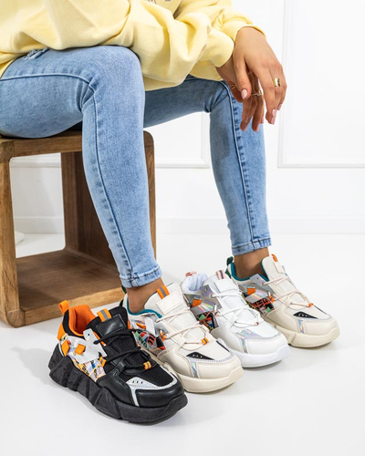 Pantofi sport de dama bej cu insertii colorate Deroni - Incaltaminte