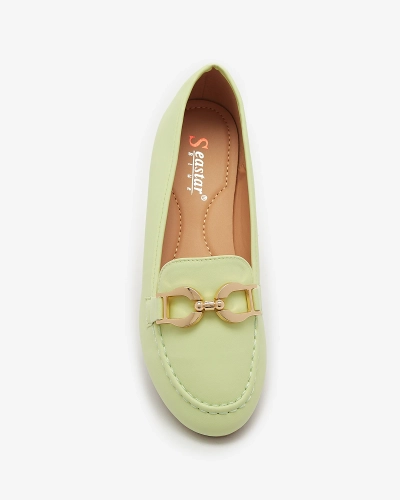Mocasini de damă din piele ecologică verde cu ornament Wiwet-Footwear