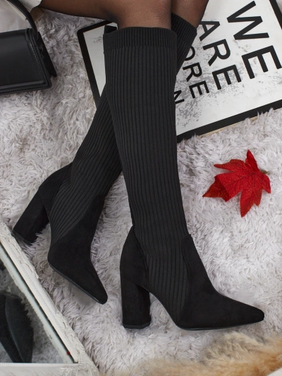 Cizme Dama cu țesătură cu nervuri pe toc Isolen