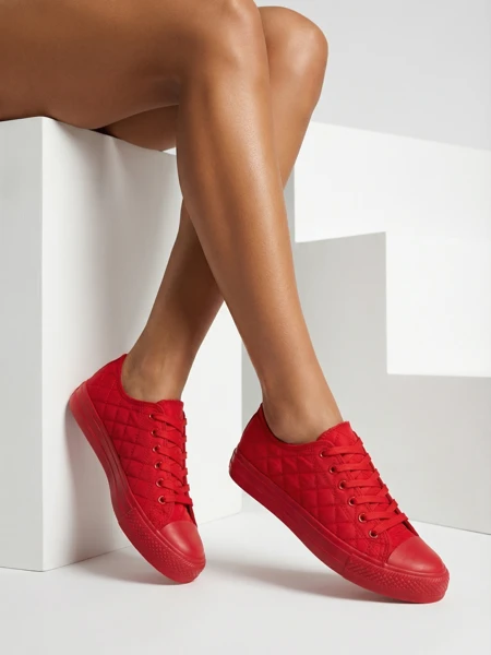 Tenisi de Damă Stella Roșii din Material Textil Sport pentru Vară