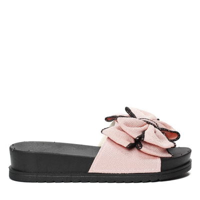Różowe klapki z kokardką Marjorie- Obuwie