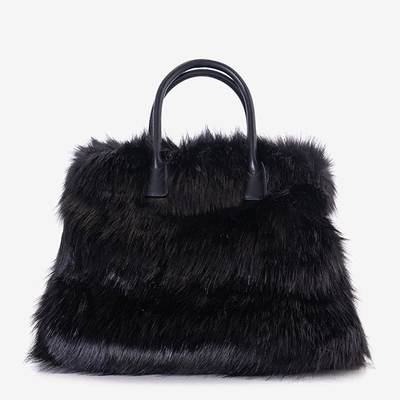 Geantă de mână din blană neagră pentru femei - Genți de mână