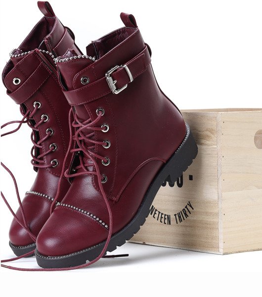 Bordowe workery Spencer - Obuwie