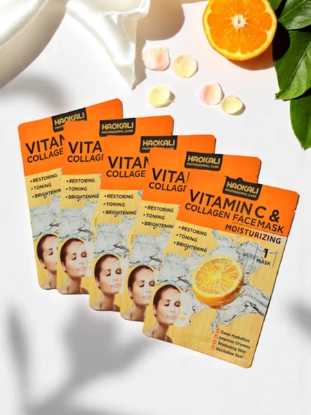 Haokali - Masca de față cu vitamină C și colagen - hidratează, luminează și tonifiază