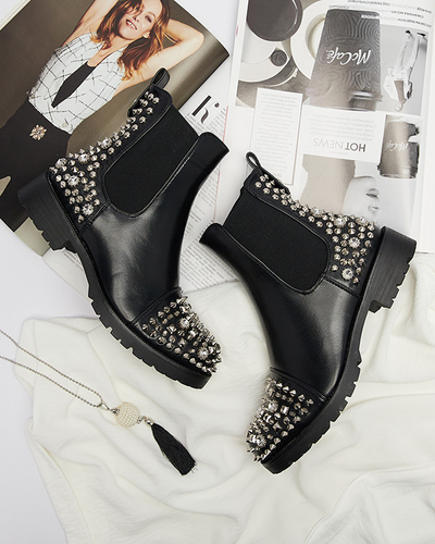 Cizme de damă cu cuișoare, de culoare neagră Amerapi- Footwear