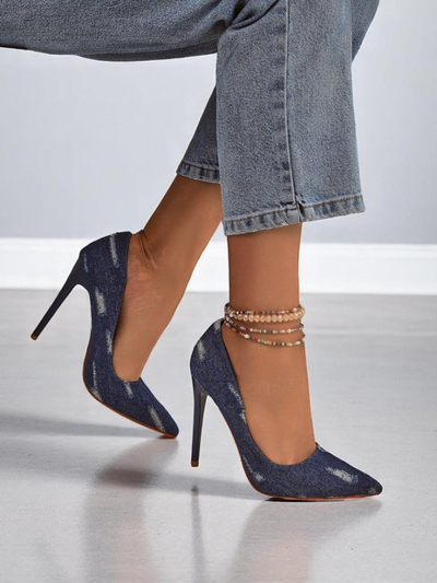 Royalfashion Pantofi stiletto pentru femei Denim Chic