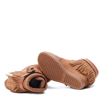 Botki na koturnie  - kolor camel - Obuwie