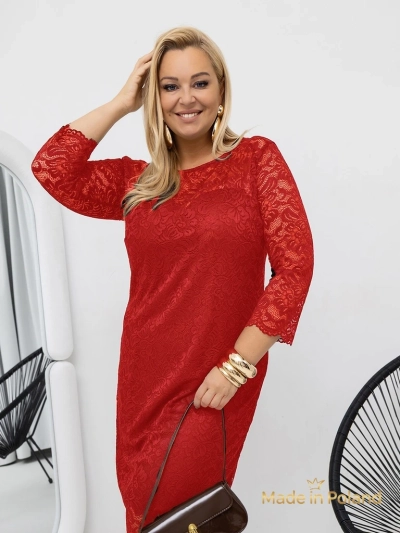 Rochie midi din dantelă pentru femei cu mâneci 3/4 Elegant Star