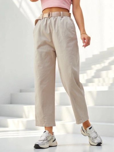 Pantaloni drepți din bumbac pentru femei Royalfashion
