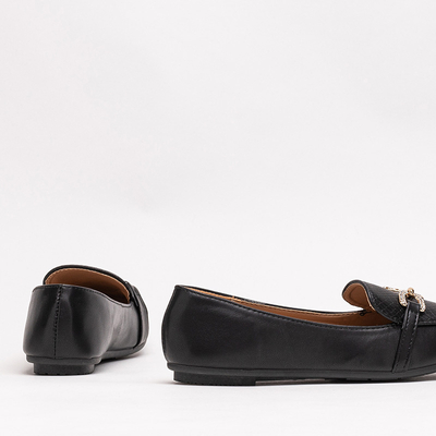 Mocasini de dama negre cu relief si ornament pe nas Gilis - Incaltaminte