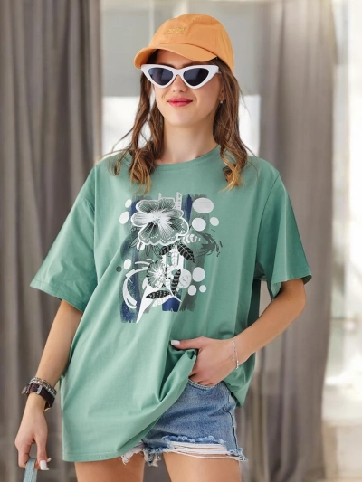 Royalfashion Tricou din bumbac pentru femei cu imprimeu