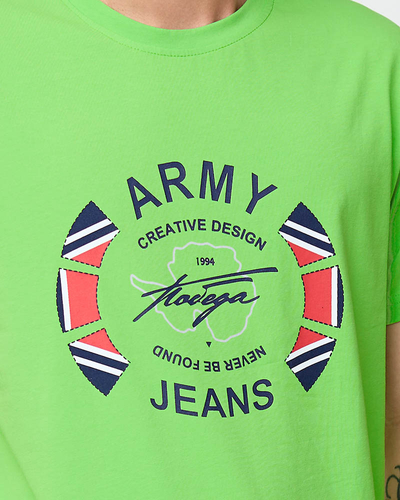 Tricou cu imprimeu pentru bărbați verde - Îmbrăcăminte