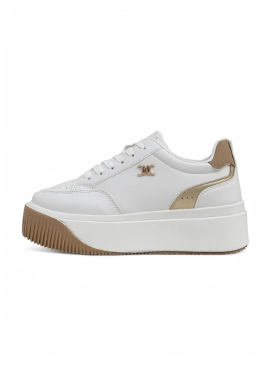 Sneakers damă Arianna Bianco cu platformă din piele ecologică de 5 cm