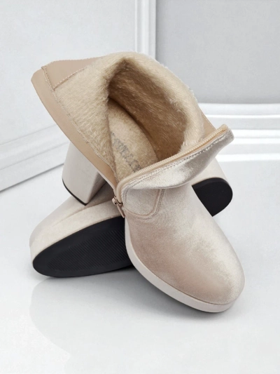 Botine de damă cu toc gros, tip velur Miss