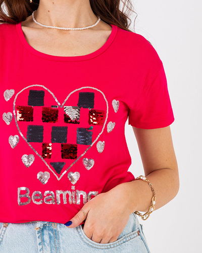 Tricou dama fucsia cu imprimeu - Imbracaminte